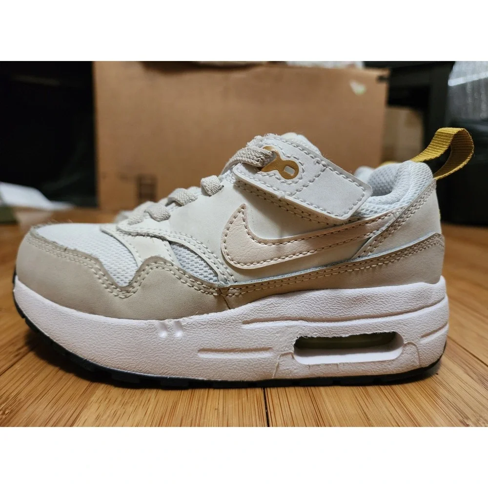 Nike Air Max 1 Easyon Shoes Kids 10C Sneakers Beige Orewood Brown DZ3308-103